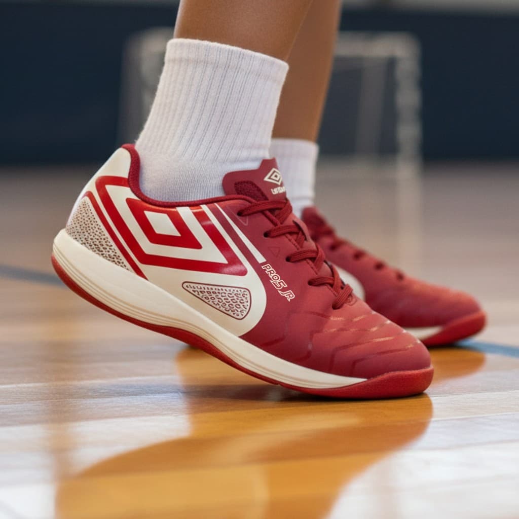 Chuteira Futsal Umbro Pro 5 Jr Infantil Cherry Club Leve Confortável Alta Tração Original