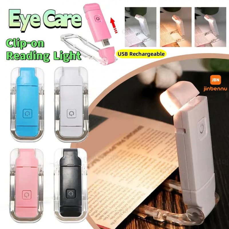 9 Modelos de Luz de Leitura USB Mini com Proteção para os Olhos, Dobrável, 3 Cores LED, Brilho Ajustável, Portátil para 