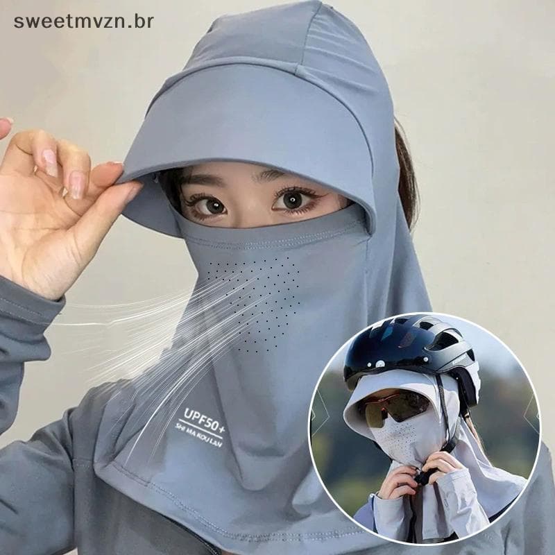 sweetmvzn Respirável Rosto Cobrindo Verão Balaclava Proteção Solar Longo Ne Capa Das Mulheres Dos Homens Ciclismo Motoci
