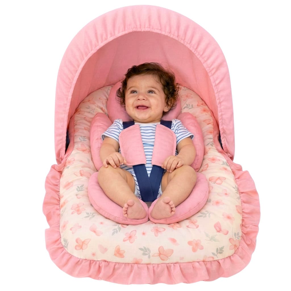 Kit 05 Pçs Capa para Bebê Conforto Universal Capota Solar Protetor Cinto Redutor Anatômico