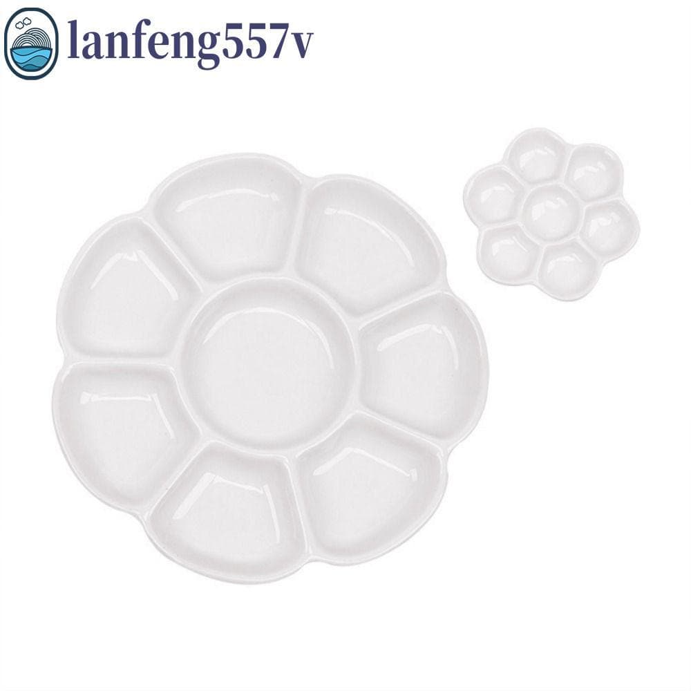 Paleta De Pintura Cerâmica LANFENG , Bandeja Portátil De 6/7/8/9 Grades , Porcelana Em Formato Redondo Branco