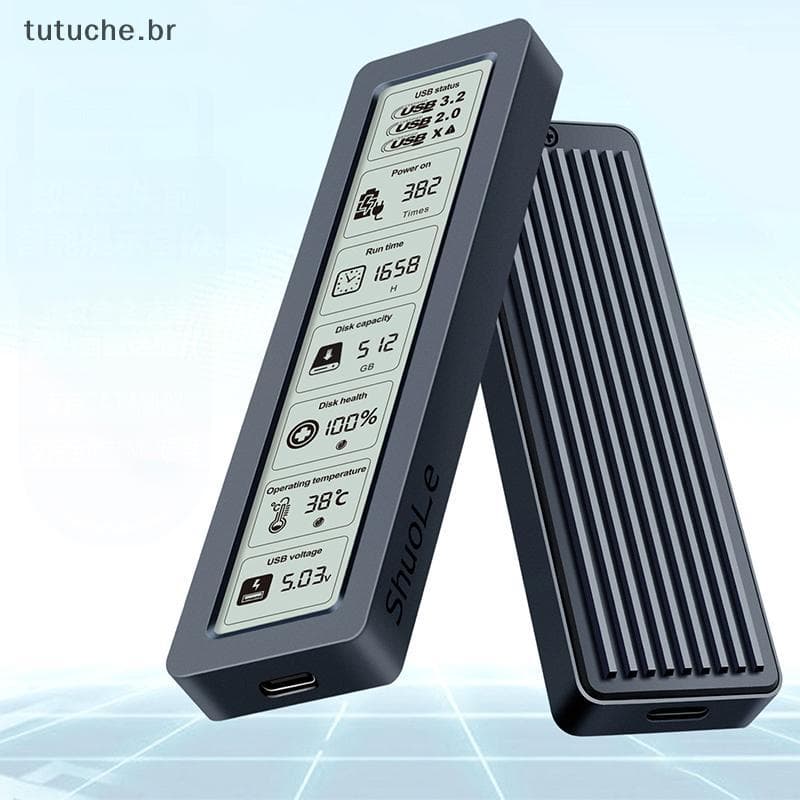 TU M2 SSD Caso NVMe SATA Protocolo Duplo 10Gbps Com Tela De Exibição Inteligente Digital USB3.2 Gen2 Tipo C Caixa De Dis