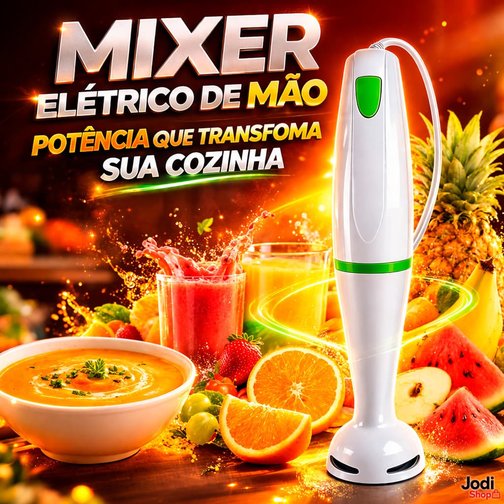 Mixer De Mão 250w Compacto Leve E Ergonômico Triturador Bebidas