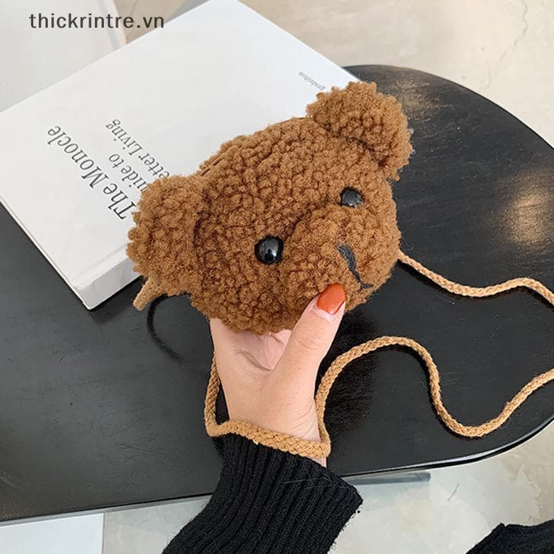 THI Bolsa De Urso De Pelúcia De Animal De Desenho Animado Para Crianças Mensageiro De Ombro Macio Festas E Passeios VN
