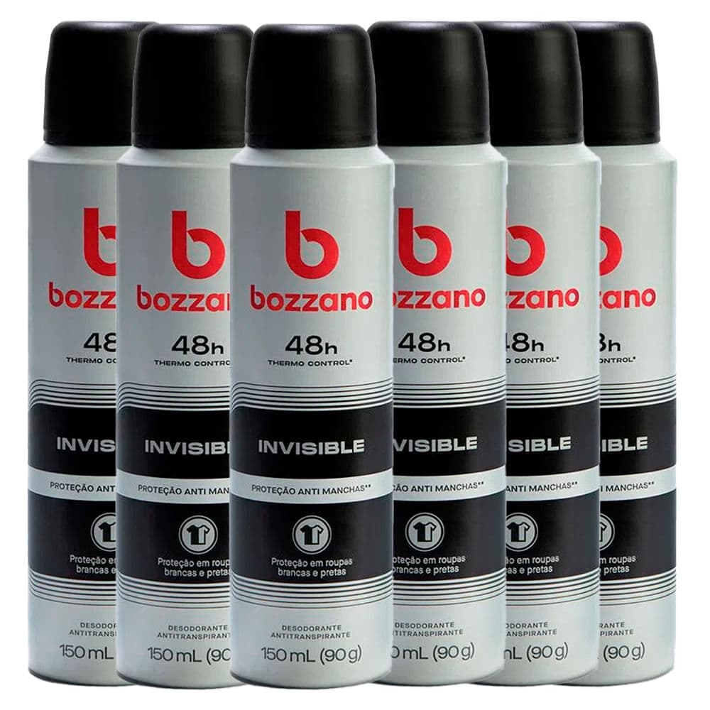 Kit 6 Desodorante Aerosol Bozzano Invisible 90g