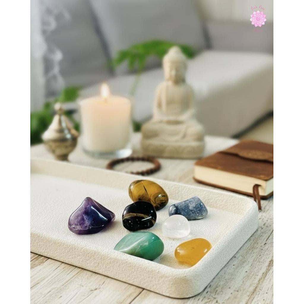 Kit 7 Pedras Dos Chakras Cristais Grande 100% Naturais Reiki Equilíbrio Energético Yoga Meditação