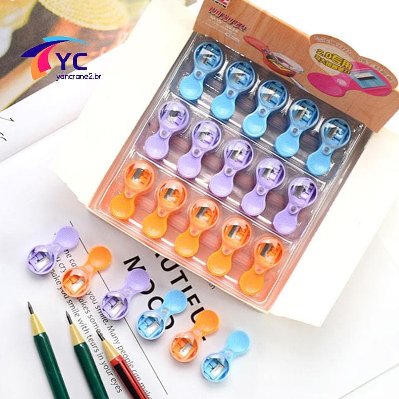 YCBR 10 Pcs Bonito Poeta Estudante Apontador De Lápis 2.0 Thi Chumbo Leva Portátil Material Escolar .
