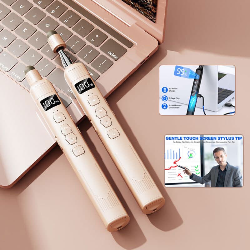 Clicker de apresentação sem fio com ponteiro telescópico, ponteiro de luz remoto para apresentador recarregável com
