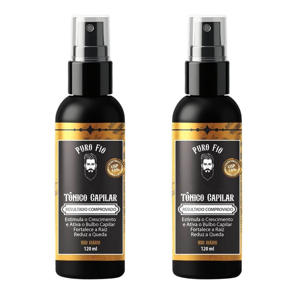 Kit 2x Tônico Capilar Antiqueda 120ml Serum de Crescimento Puro Fio - Cabelo Barba Sobrancelha