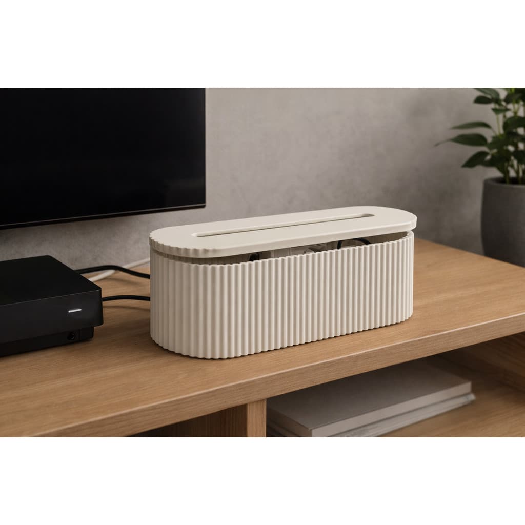 Caixa Organizadora de Cabos para Mesa – Porta Fios, Tomadas e Fontes | Design Moderno