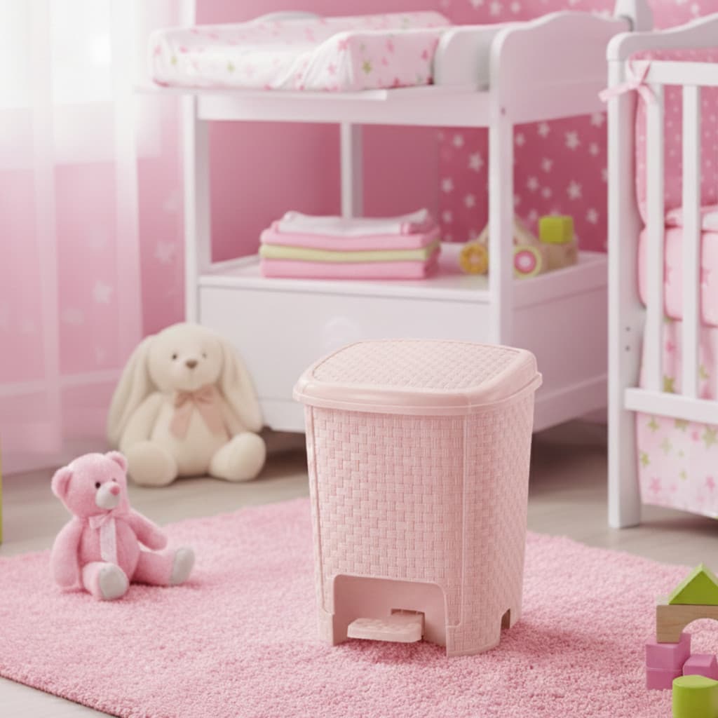 Chega de Bagunça Lixeira 6L Rattan Rosa, Azul e Branca