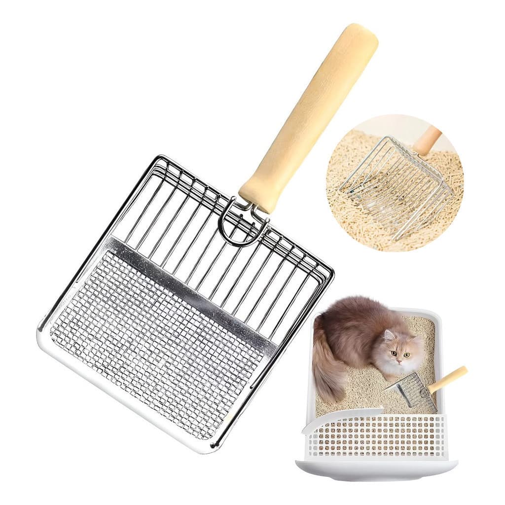 Colher De Areia Para Gatos, Pá Animais De Estimação Com Cabo 2 Em 1 , Ferramenta De Limpeza De Banheiro Gatinhos M.U