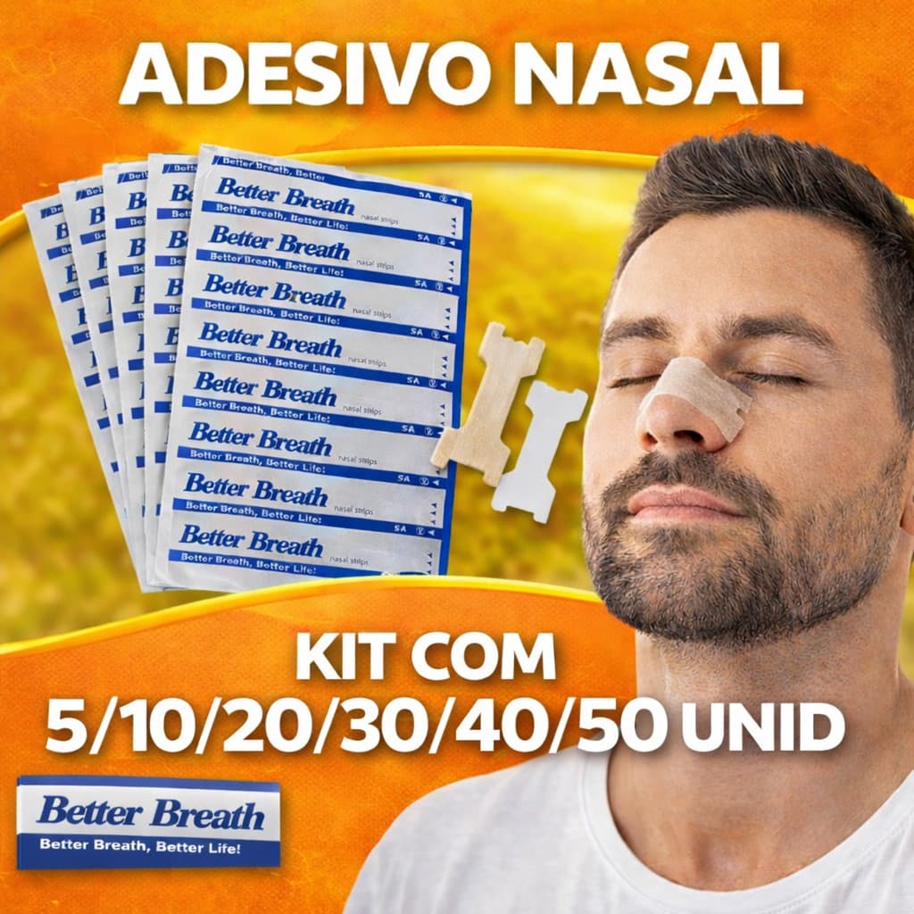 Dilatador Nasal Adesivo Anti Ronco para Dormir e Esporte – Tira Nasal Respiratória | Kits 5/10/20/30/40/50 Unidades
