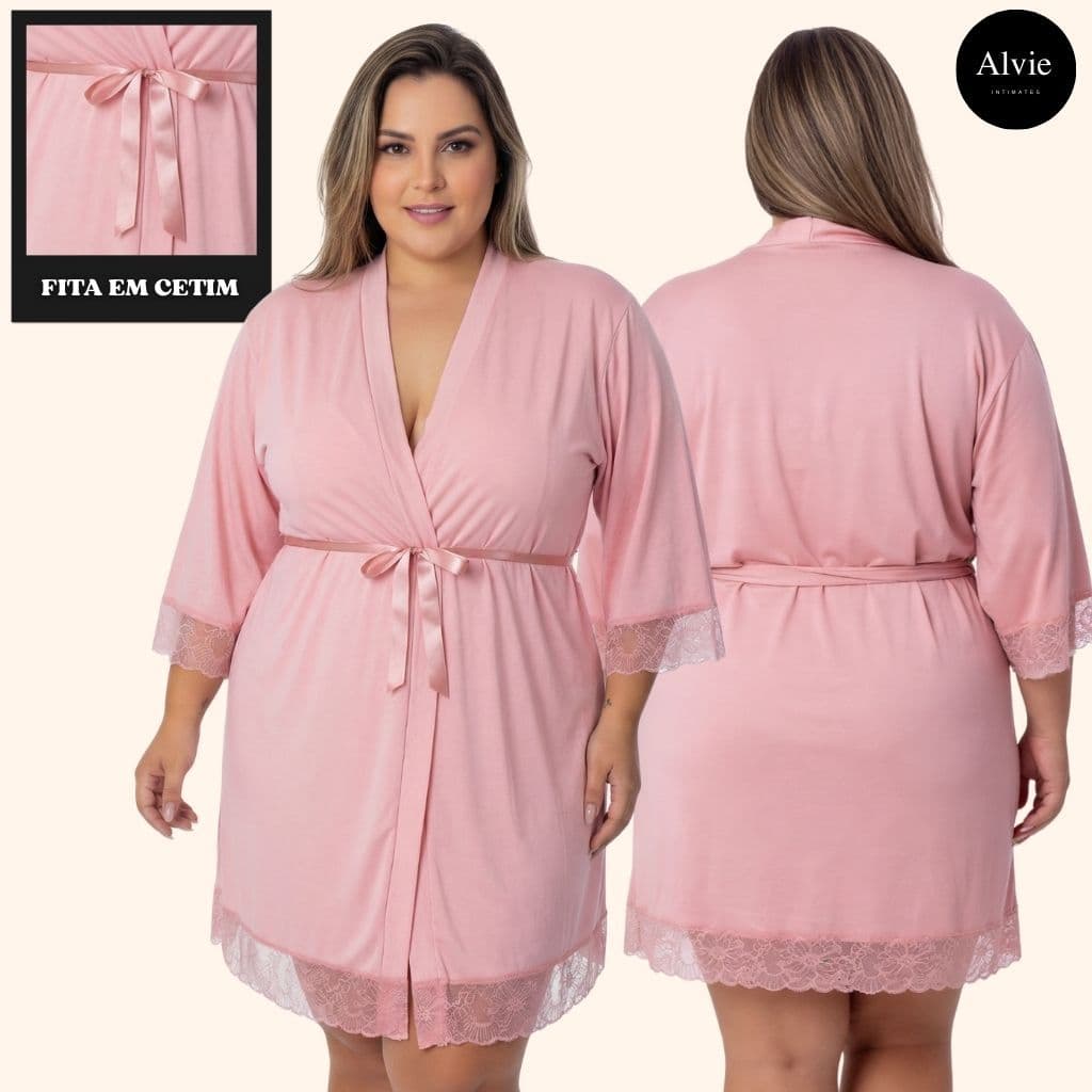 Robe Plus Size Feminino Renda Luxo Linha Noite Sofisticado Elegante Confortável