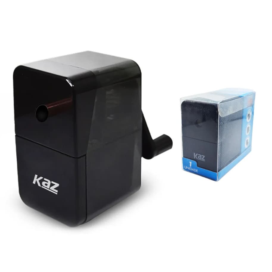 Kit 1/2 Apontador de Mesa Manual Escolar Para Lápis Com Manivela E Deposito Coletor Preto