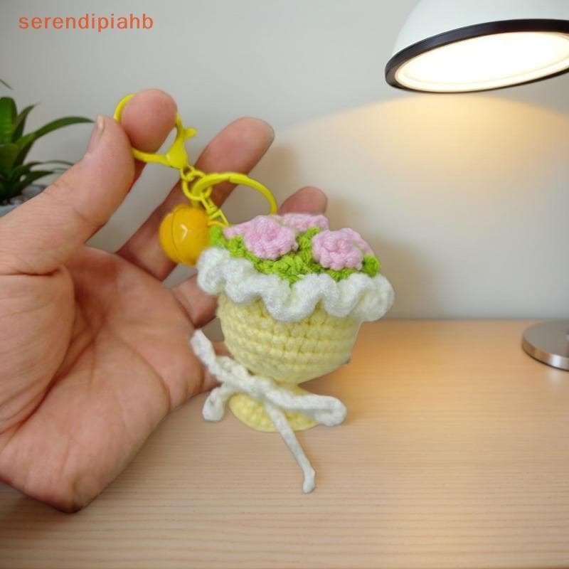[serendipiahb] Chaveiro De Buquê De Crochê Fofo Mini Flores Tricotadas À Mão Anel Bolsa De Carro Pingente Pendurado Orna