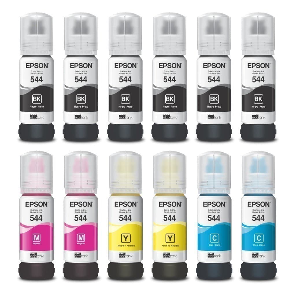 KIT 12 TINTA ORIGINAL PARA T544 L3110 L3210 L3250 B Y C M
