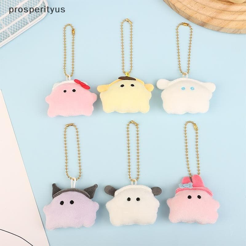 [prosperityus] 1 Peça Sanrio Ghost Mini Bean Eye Cool Rice KT Bolsa Pequena De Pelúcia Pingente Boneca Chaveiro Brinqued