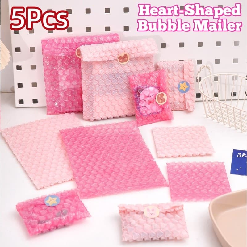 5 Unidades De Sacos De Envelope Bolha Rosa Para O Dia Dos Namorados , Saco De Bolhas Com Selo Automático