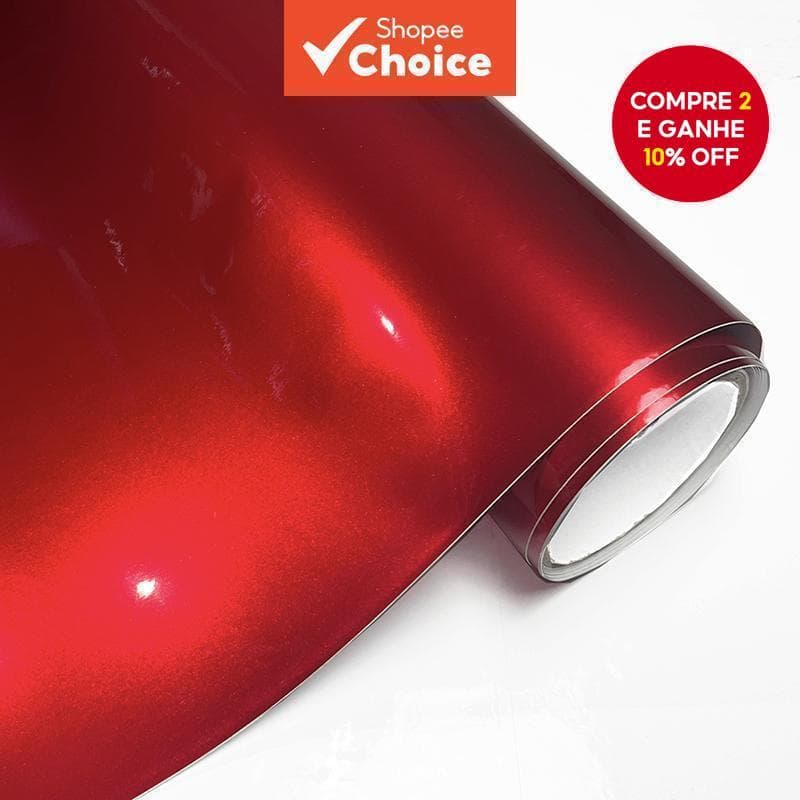  Rolo de Filme de Vinil Vermelho Metálico Ultra Brilhante com Liberação de Ar, Adesivo Autoadesivo para Embrulho de