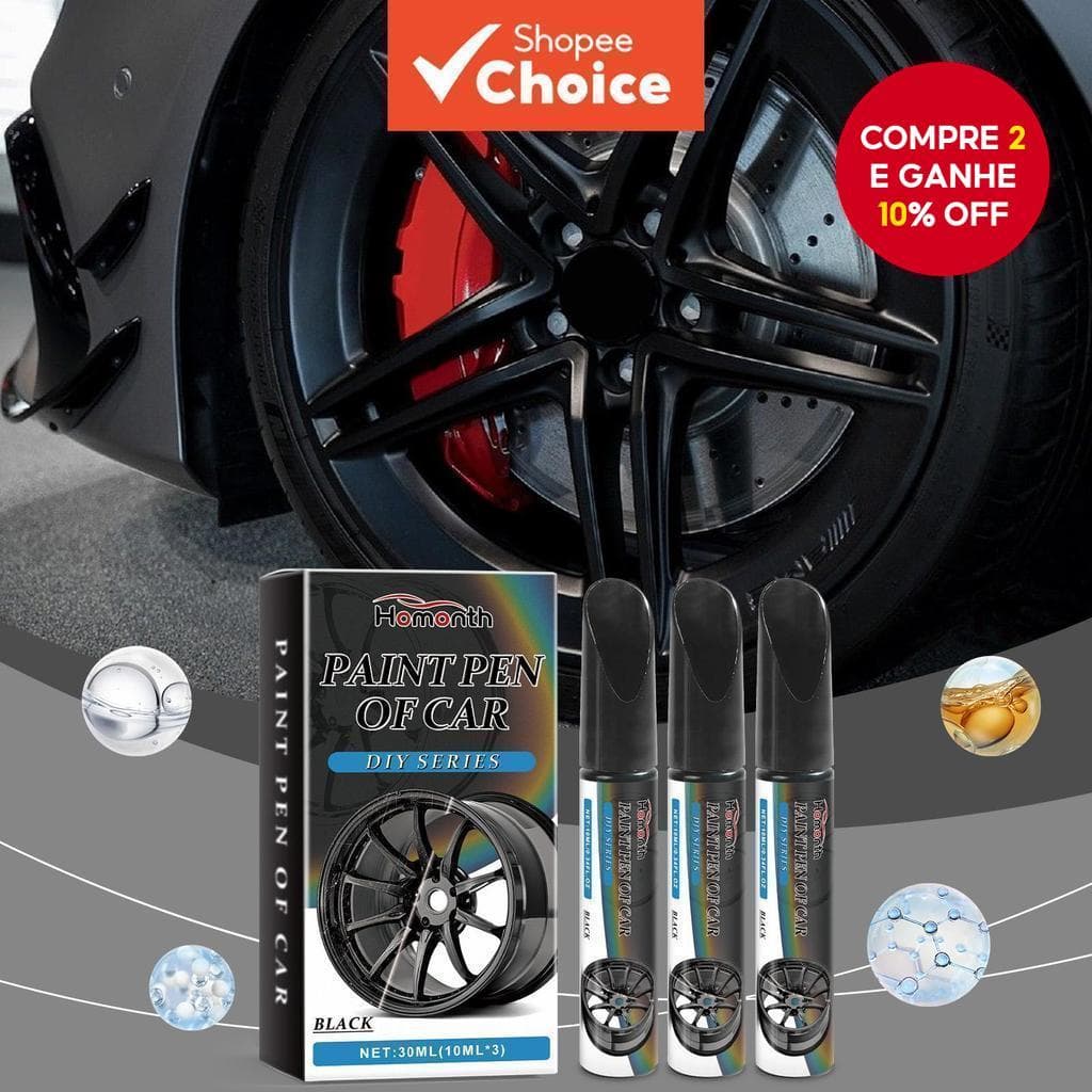  Homonth Caneta de Tinta Preta para Reparo de Arranhões em Rodas de Carro Remove Sujeira Superficial, Marcas e