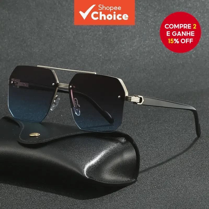 Óculos de Sol Geométricos Masculinos UV400 - Armação Oversized Leve para Condução e Esportes ao Ar Livre