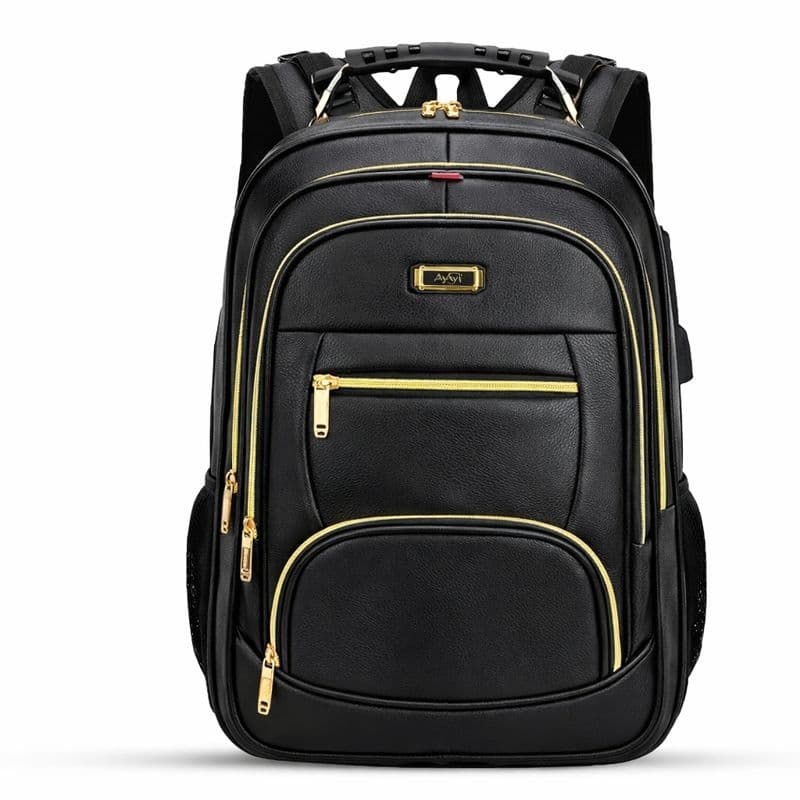 Mochila Couro Executiva Carregador Usb Notebook Reforçada Impermeável Grande Resistente Faculdade