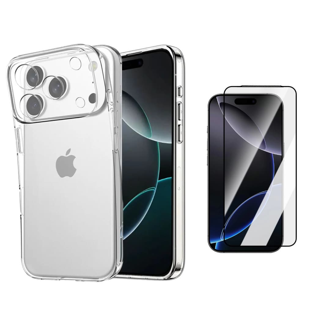 17 Pro Max - Capa Capinha Case Anti Impacto Transparente (Câmera Fechada) E Película 3D ou Hidrogel