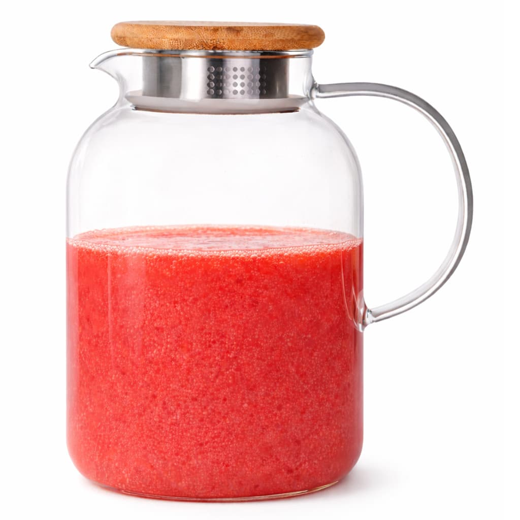 Jarra De Vidro Para Suco Tampa Bambu Vedação Hermetica 1,5 L