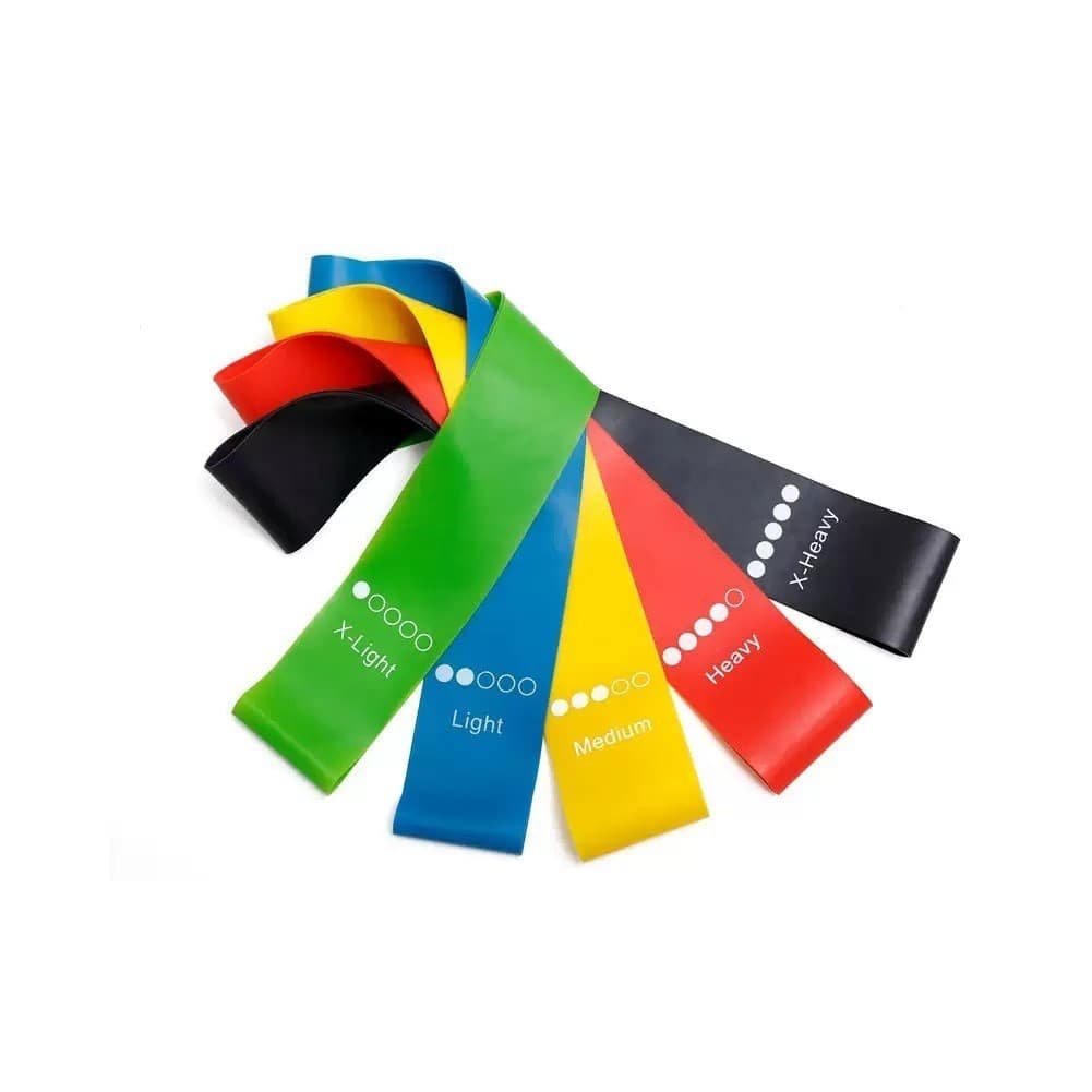 Kit 5 Faixas Elástica Treino de Ginastica Pilates e Fisioterapia Treino Em Casa