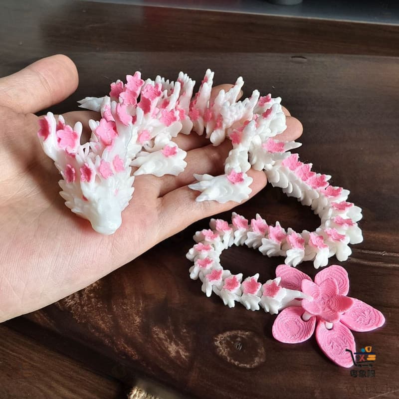Modelo de dragão chinês Impressão 3D Dragão Sakura Dragão voador Enfeite Articulações móveis Modelo multicolorido