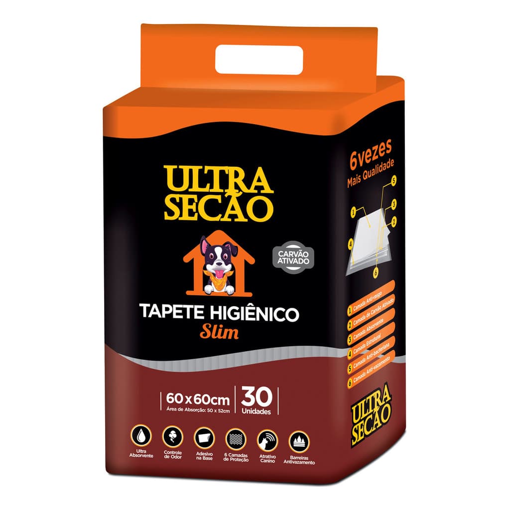 Tapete Higiênico Great Pets Ultra Secão Carvão Ativado 60x60 Para Gatos E Cachorros 30un Preto