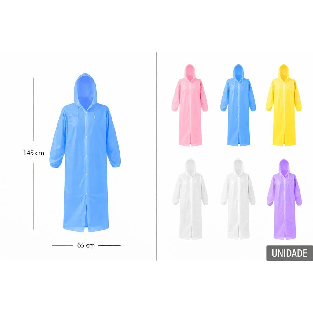 Capa de chuva com touca e botões -Adulto - Infantil - chuva- passeio- jogo de futebol- viagem