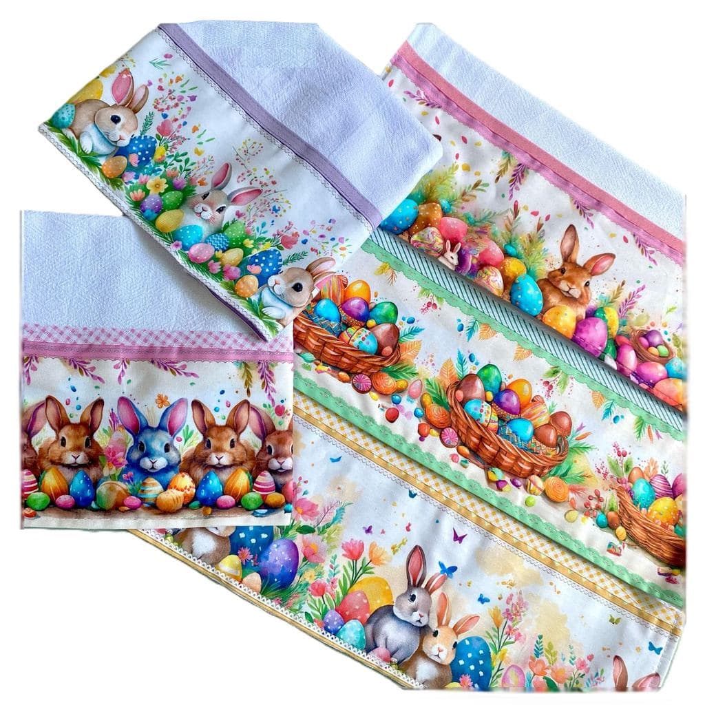 Pano de Prato 4 peças de Páscoa Kit Panos com Decoração Cozinha de Prato para Limpeza