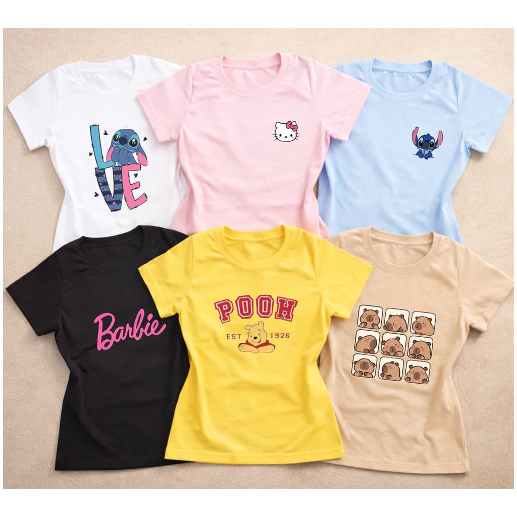 Kit 6 Camisetas Infantis Meninas Verão 100% Algodão