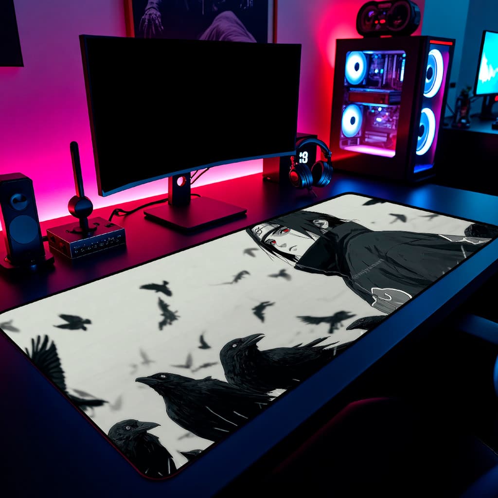Mouse Pad Itachi Uchiha Gamer 65x30cm / 80x4a0cm / 90x50cm / 120x60cm Borda Costurada