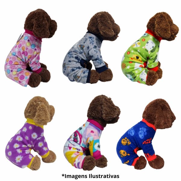 Um Macacão Soft  - ESTAMPAS SORTIDAS Roupinha Cachorro Inverno Frio Quente