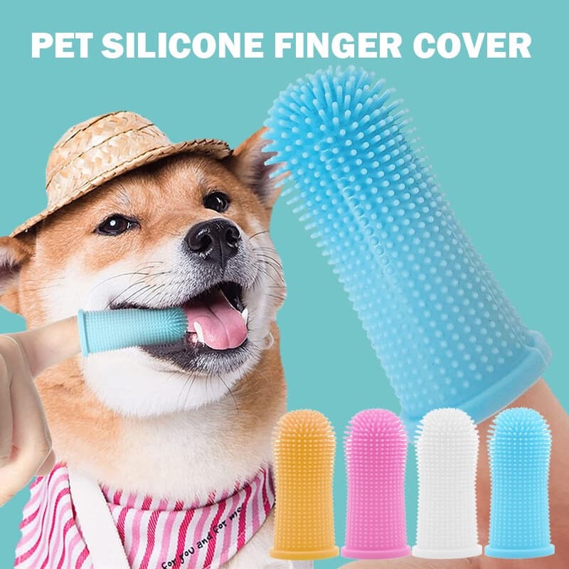 Escova de Dente de Dedo Para Cães e Gatos de Silicone Escova de Dente