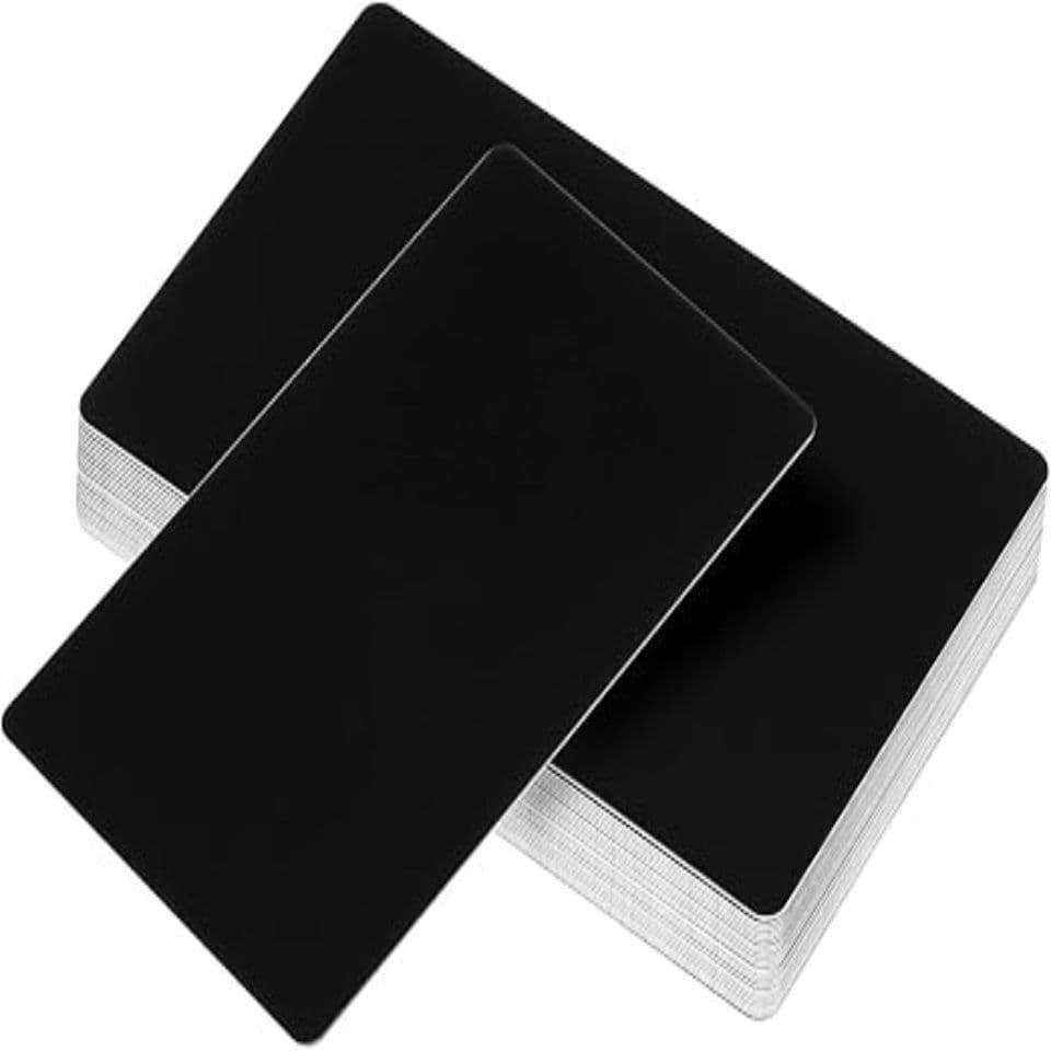 Cartão de visita em alumínio adonisado 0,45mm - para gravação a laser - CX 50 UN Preto Fosco