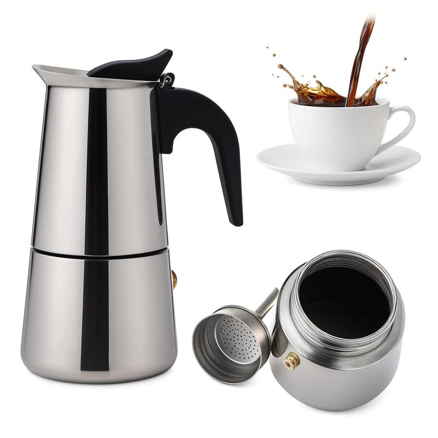Cafeteira Moka Italiana 600ml 12 Xícaras em Aço Inox para Café Forte e Aromático