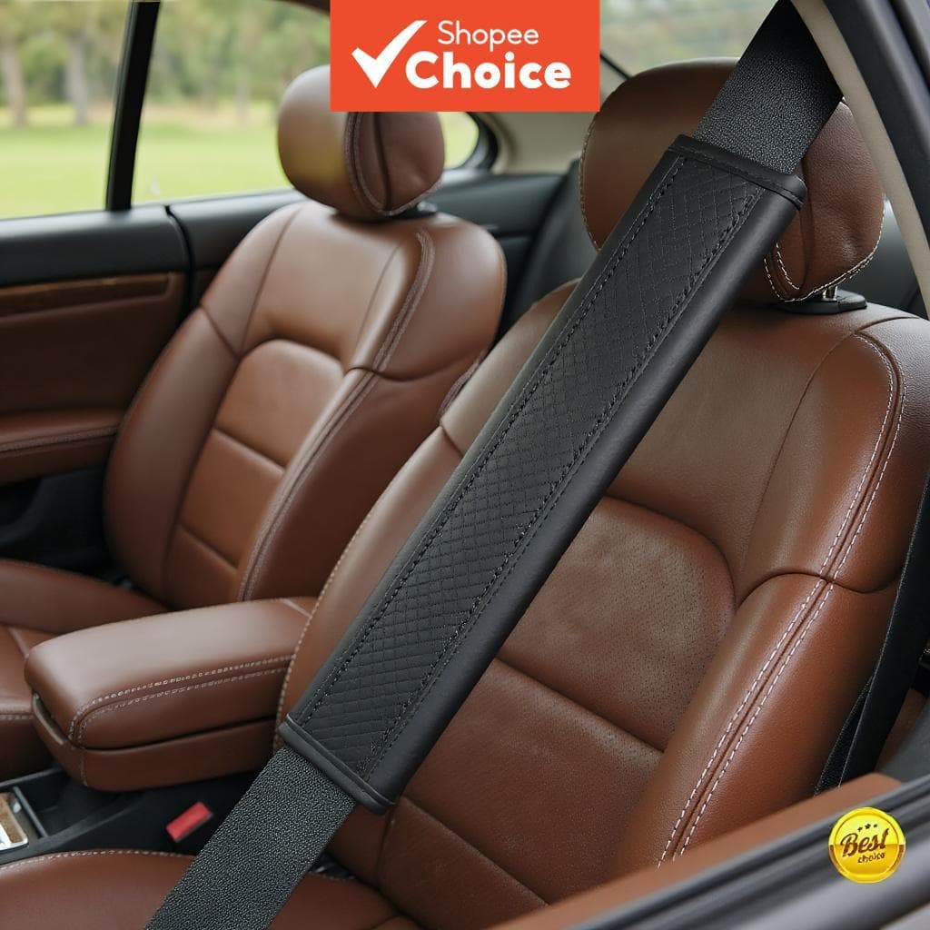 Capa De Cinto De Segurança De Carro Em Couro PU Relevo Almofada De Ombro Elegante Protetora