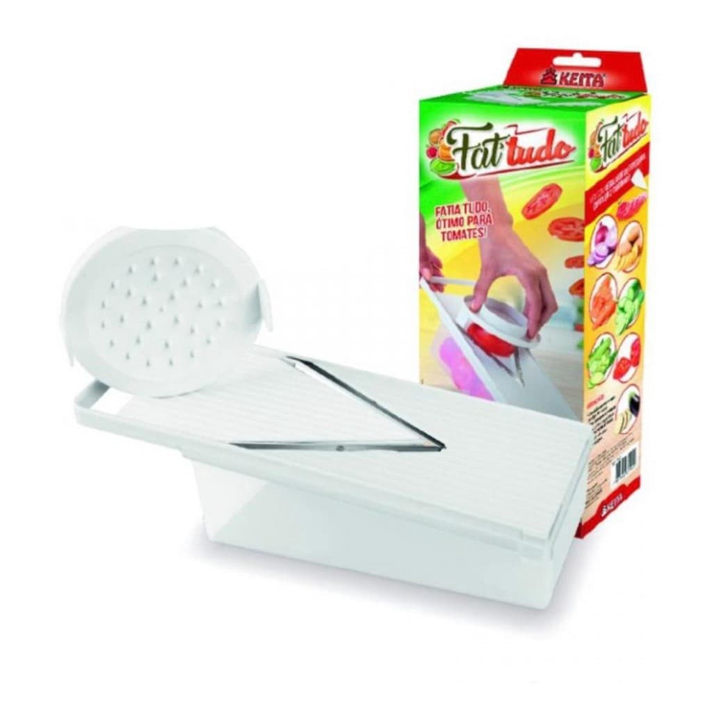 Fatia Tudo Fatiador Manual de Verduras e Legumes Com Recepiente e Protetor de Mãos Com Dois Tamanhos De Cortes