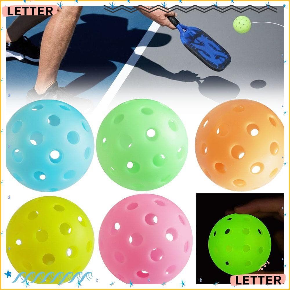 Carta Luminosa Pickleball , Tênis Multicolorido Que Brilha No Escuro Para Idosos , Bolas Elásticas Brilhantes De 74MM E 