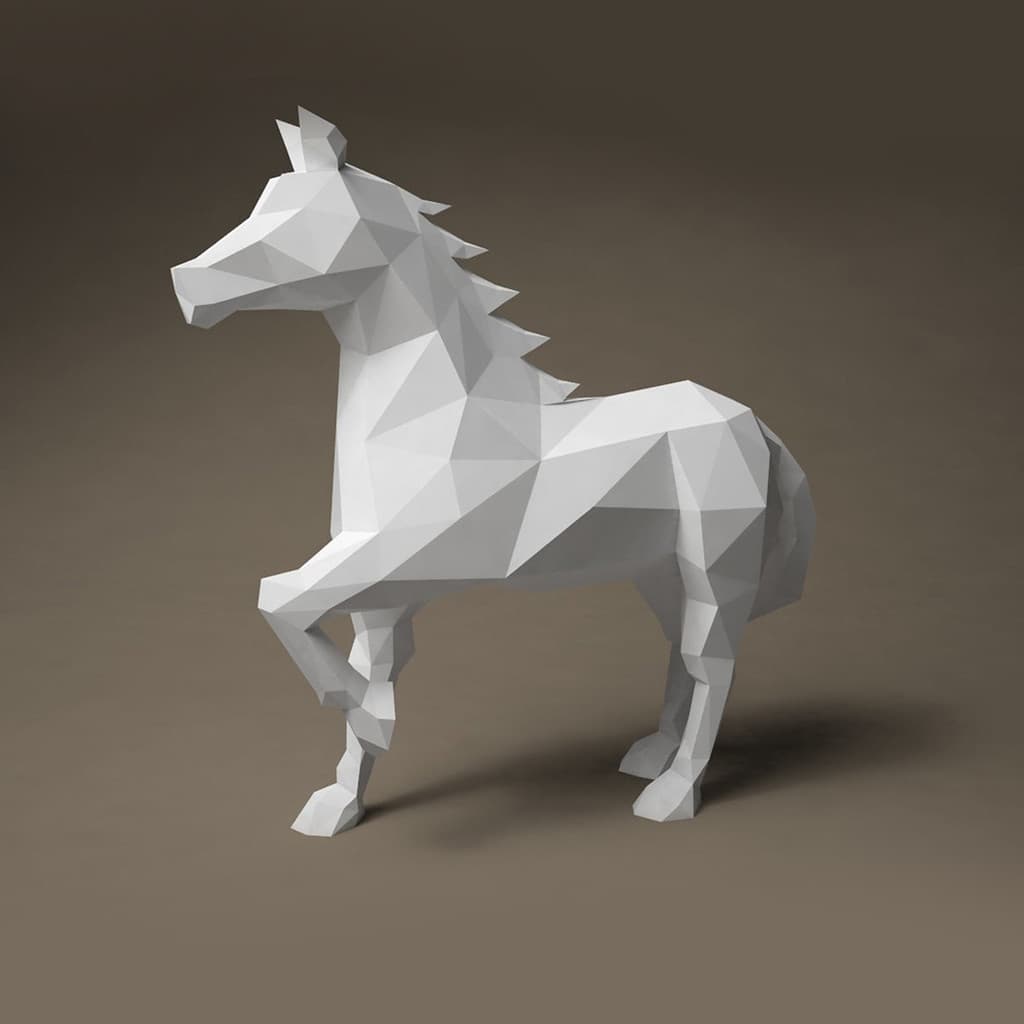 MOMO Molde de papel tridimensional Cavalo Animal Molde de papel Decoração de casa Feito à mão Pacote de material DIY Mat