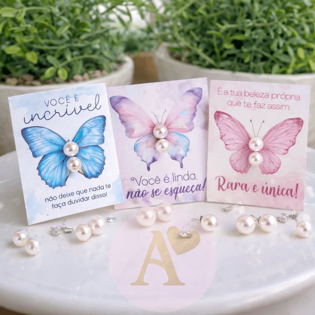 Kit 75 Tag de Borboletas com Brincos de Perola