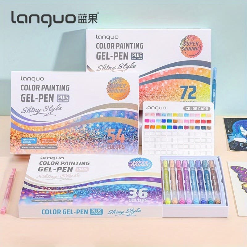 Conjunto de canetas brilhantes de 36 cores, 72 cores, 54 cores, caneta de Gel colorida de alta capacidade, caneta de des