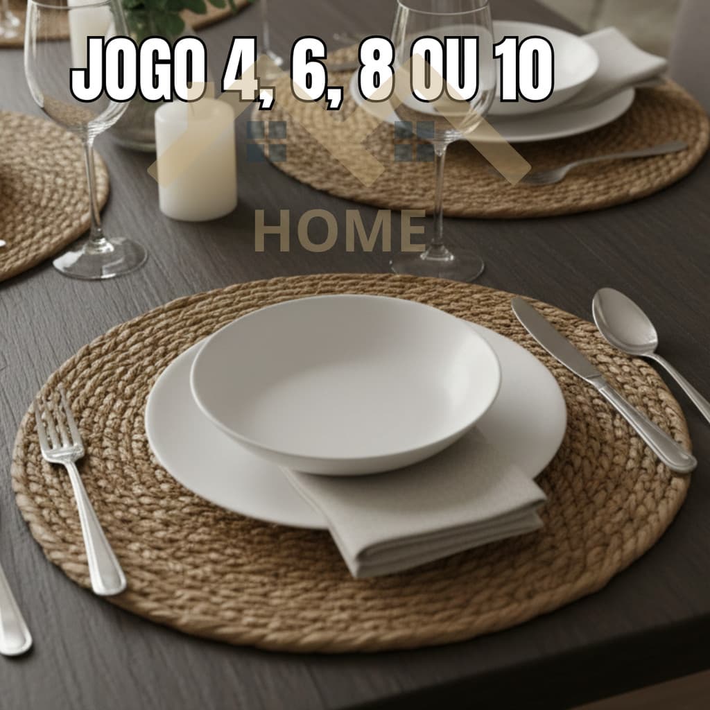 Souplast Fibra Natural 4, 6, 8 OU 10 Jogo Americano Estilo Rústico Luxo 38cm
