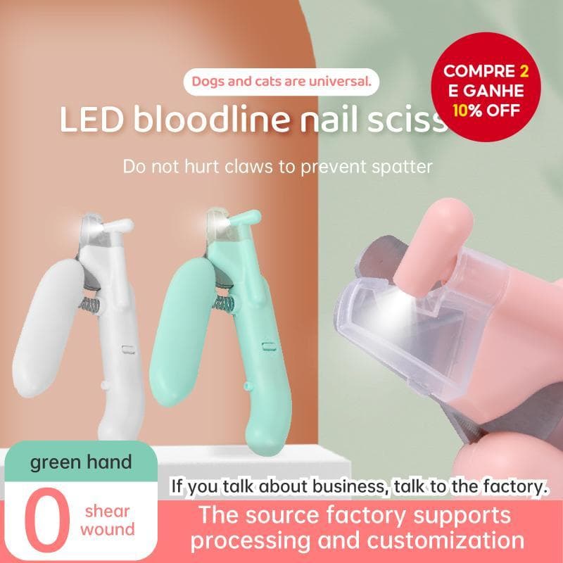 Cortador De Unhas Para Animais De Estimação Cnywu Com Luz LED Aparador Seguro Cães E Gatos Ferramentas De Limpeza Lâmina