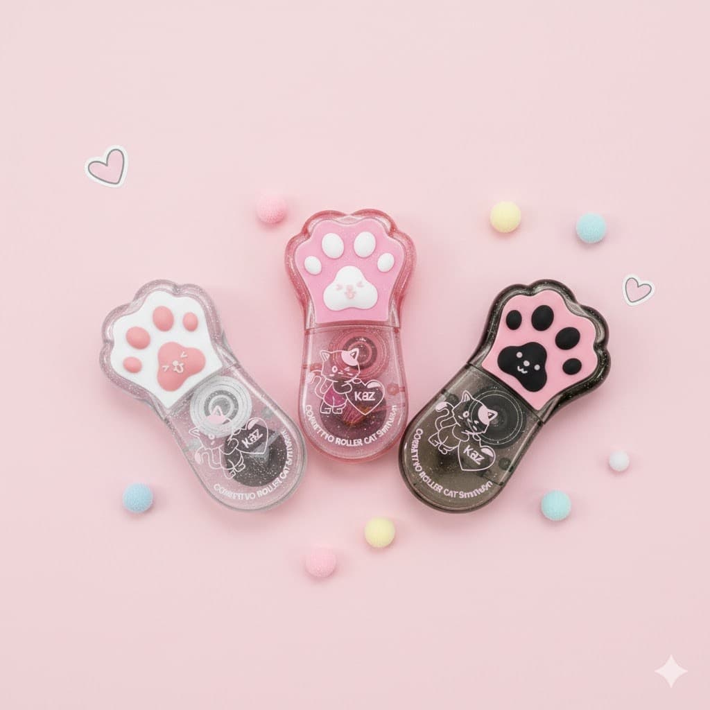 Corretivo Roller Cat Patinha de Gato Kawaii Fofo Cores Sortidas 