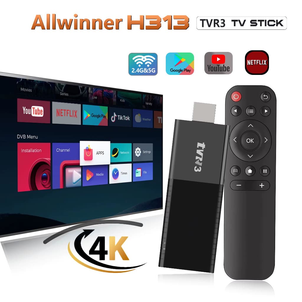 Smart TV Box Stick Android 4k Vire Qualquer Em I Wi-Fi + Controle